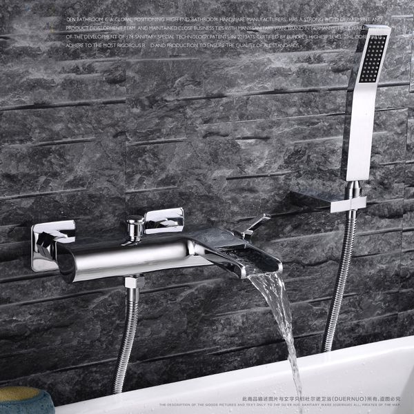

Bathroom chrome Wall Mounted Faucet Bath Tub Mixer Tap With Hand Shower Head Shower Faucet hot and cold waterfall brass torneira