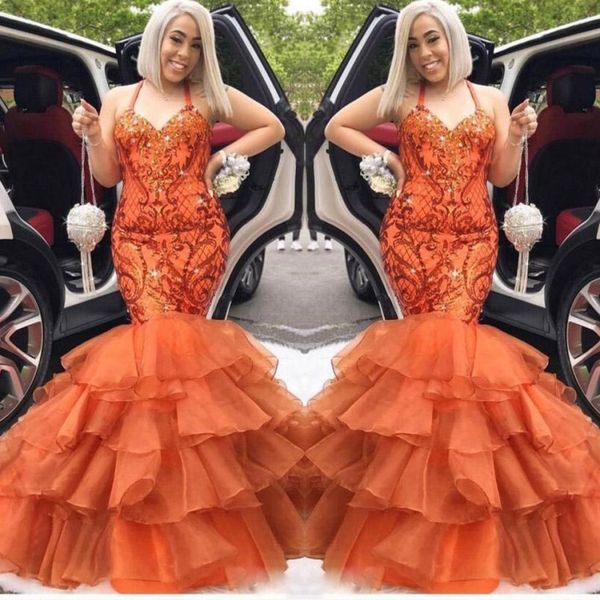 orange halter prom dresses plus size lace appliques mermaid evening gowns south african organza tiered cocktail party dress custom made, Black
orange halter prom dresses plus size lace appliques mermaid evening gowns south african organza tiered cocktail party dress custom made, Black