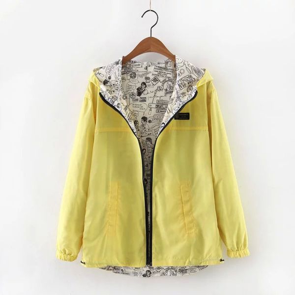 autumn women jacket fashion hooded two side wear cartoon print jacket outwear women loose coat female windbreaker, Black;brown
autumn women jacket fashion hooded two side wear cartoon print jacket outwear women loose coat female windbreaker, Black;brown