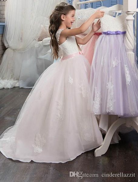 cute blush pink a-line lace appliques flowers girls dresses for weddings first communion dress pageant dresses with bow, White;blue
cute blush pink a-line lace appliques flowers girls dresses for weddings first communion dress pageant dresses with bow, White;blue