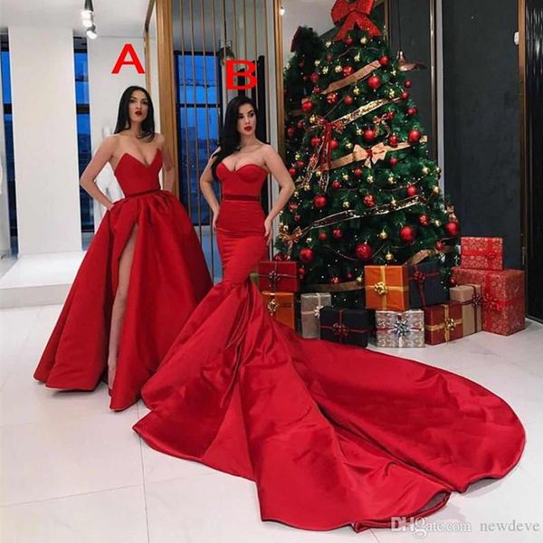 red two styles prom dresses mermaid and a-line sweetheart sleeveless side split evening gowns 2020 special occasion dress, Black
red two styles prom dresses mermaid and a-line sweetheart sleeveless side split evening gowns 2020 special occasion dress, Black