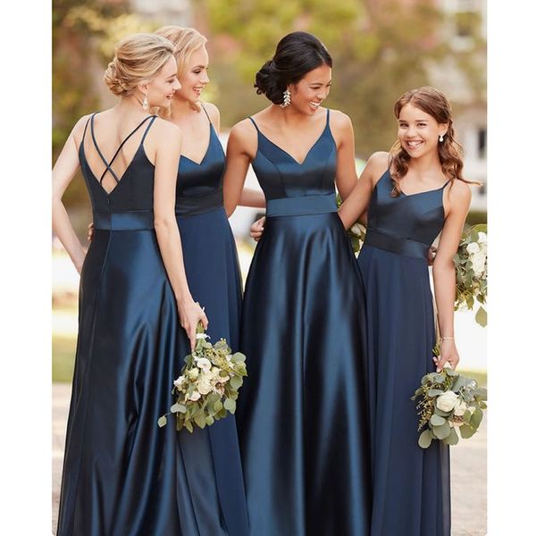 2019 elegant v neck floor length a line bridesmaid dress satin long back evening dress, White;pink
2019 elegant v neck floor length a line bridesmaid dress satin long back evening dress, White;pink
