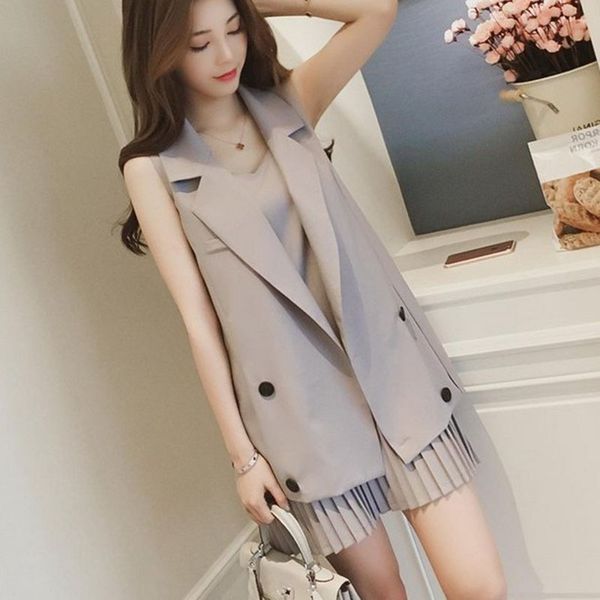 mlxslky весна и лето длинные блейзеры жилет костюм + плиссированные ремень платье без рукавов мода женская повседневная из двух частей плать, White;black
mlxslky весна и лето длинные блейзеры жилет костюм + плиссированные ремень платье без рукавов мода женская повседневная из двух частей плать, White;black