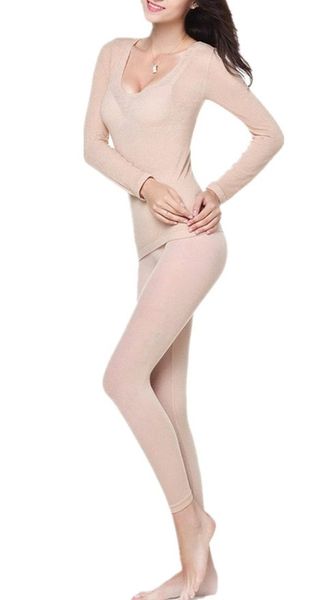 women's round neck stretch seamless & bottom thermal underwear set, Black;white
women's round neck stretch seamless & bottom thermal underwear set, Black;white