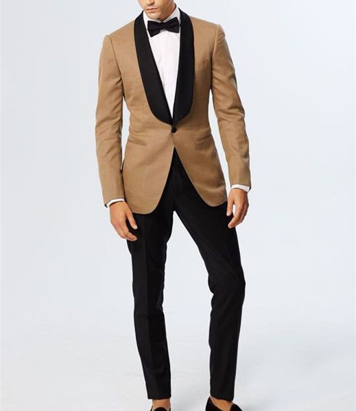 2 pieces(jacket+pants+tie) champagne with black lapel men suits custom made wedding groom tuxedos, White;black
2 pieces(jacket+pants+tie) champagne with black lapel men suits custom made wedding groom tuxedos, White;black