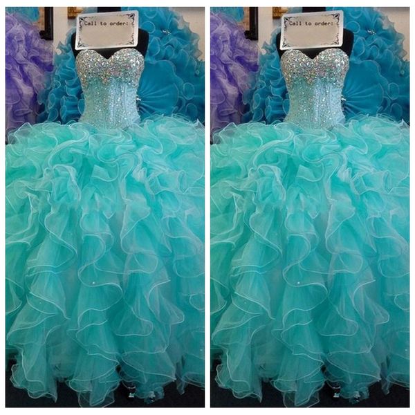 2019 sweetheart ball gown organza quinceanera dresses bling bling crystal beaded lace up back vestidos de quinceanera prom party gowns, Blue;red
2019 sweetheart ball gown organza quinceanera dresses bling bling crystal beaded lace up back vestidos de quinceanera prom party gowns, Blue;red