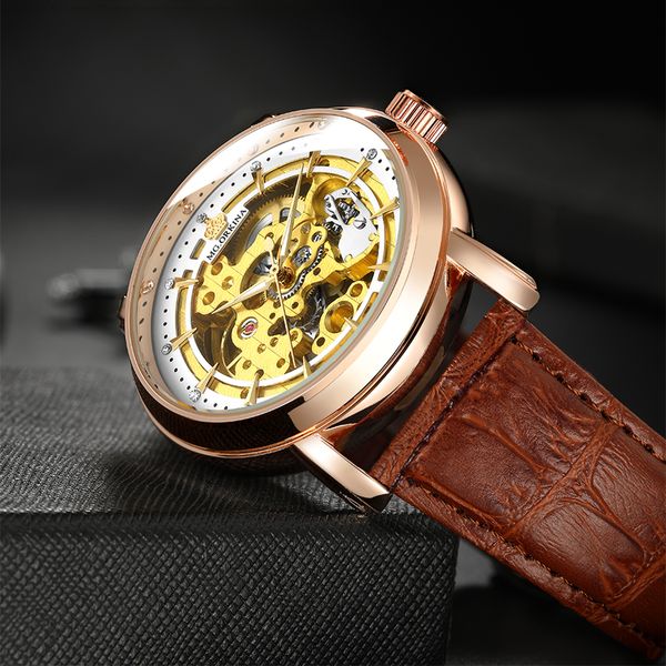 orkina brand 2019 rose gold watch men automatic self-wind mechanical skeleton reloj hombre leather strap male clock wristwatches, Slivery;brown
orkina brand 2019 rose gold watch men automatic self-wind mechanical skeleton reloj hombre leather strap male clock wristwatches, Slivery;brown