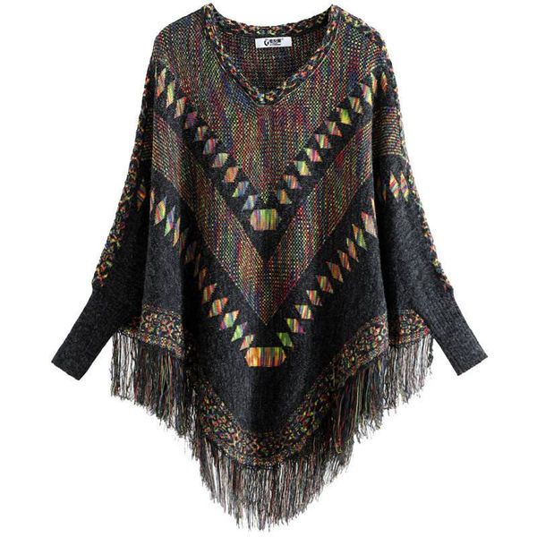 new women vintage patchwork tassel tricot pullover poncho female batwing sleeve oversize knit shawl ponchos and capes sweaters, Black
new women vintage patchwork tassel tricot pullover poncho female batwing sleeve oversize knit shawl ponchos and capes sweaters, Black