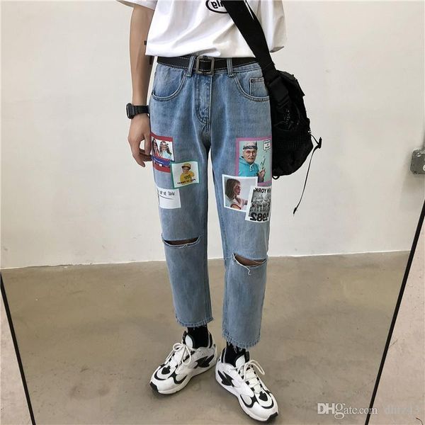 2019 men's fashion hole casual pants printing stretch slim fit cargo pocket wash jeans hip hop blue color biker denim trousers t200410, Black
2019 men's fashion hole casual pants printing stretch slim fit cargo pocket wash jeans hip hop blue color biker denim trousers t200410, Black