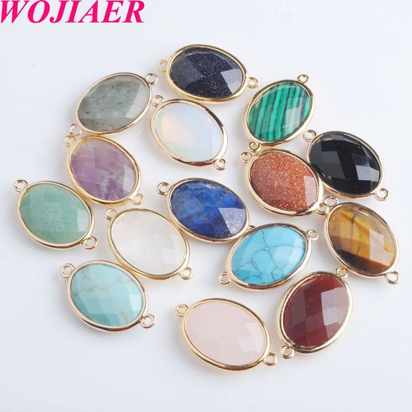 wojiaer oval natural facted gem stone loose beads double hole pendant connector for female necklaces jewelry making bz903, Black
wojiaer oval natural facted gem stone loose beads double hole pendant connector for female necklaces jewelry making bz903, Black