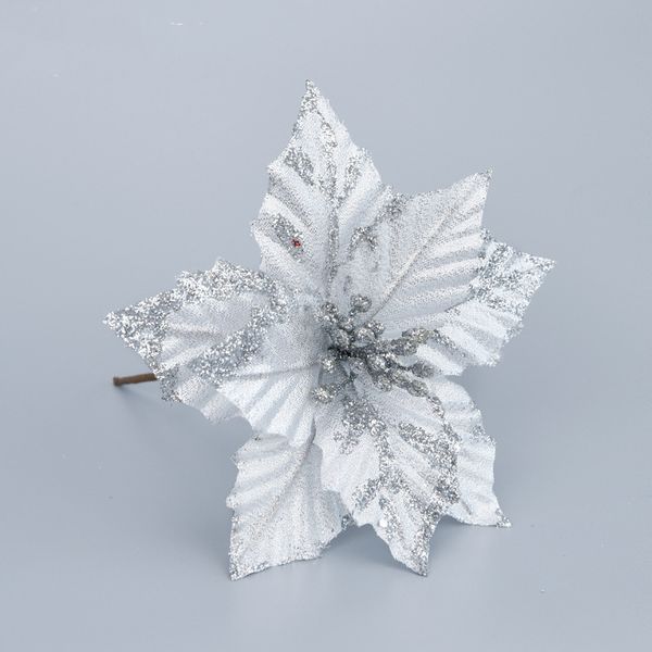 5pcs cuttings artificial flowers silvery glitter poinsettia home ornament festivals christmas tree decor party supplies
5pcs cuttings artificial flowers silvery glitter poinsettia home ornament festivals christmas tree decor party supplies