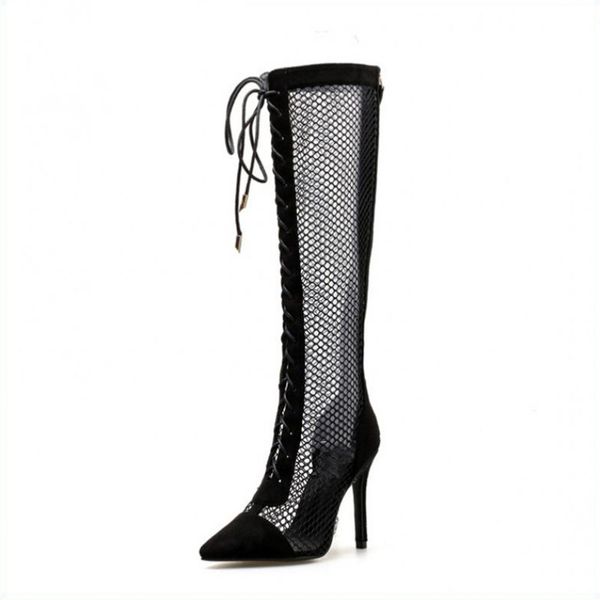 women sandals pointed toe street fashion cut-out mesh thin high heels party lace up knee-high summer boots shoes woman xkd4187, Black
women sandals pointed toe street fashion cut-out mesh thin high heels party lace up knee-high summer boots shoes woman xkd4187, Black