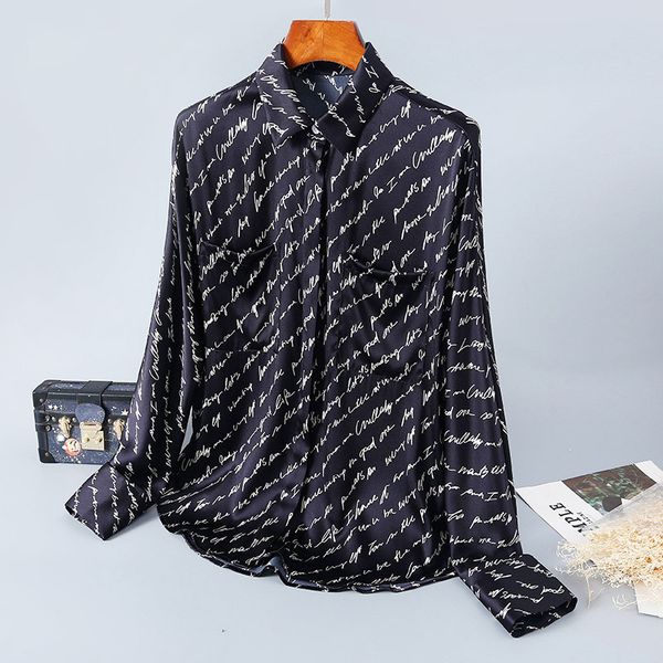 women's blouses & shirts pure silk long sleeve shirt female double breasted cardigan coat lapels spring temperament women s clothing, White
women's blouses & shirts pure silk long sleeve shirt female double breasted cardigan coat lapels spring temperament women s clothing, White
