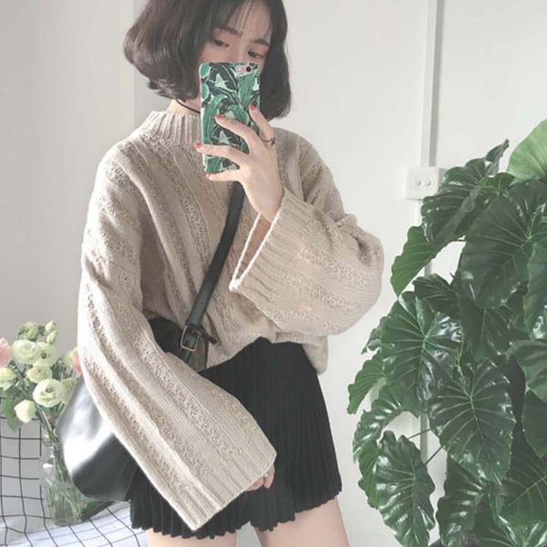 turtleneck loose sweater women casual solid long sleeve knitted sweaters autumn winter half sweater warm pullover pull femme, White;black
turtleneck loose sweater women casual solid long sleeve knitted sweaters autumn winter half sweater warm pullover pull femme, White;black