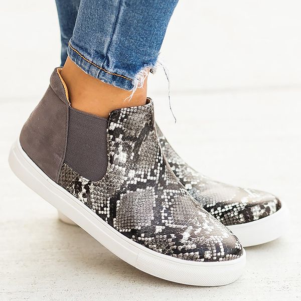 women's ankle boots large size 43 snake print pu leather boots woman elastic band comfy rubber for women, Black
women's ankle boots large size 43 snake print pu leather boots woman elastic band comfy rubber for women, Black
