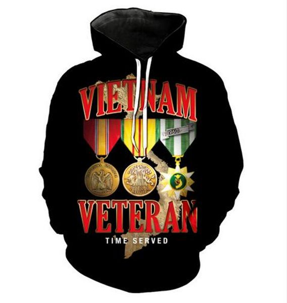 new fashion hip hop sweatshirt men women 3d casual hoodies vietnam veteran harajuku style loose pullover hoodies us0136, Black 
new fashion hip hop sweatshirt men women 3d casual hoodies vietnam veteran harajuku style loose pullover hoodies us0136, Black