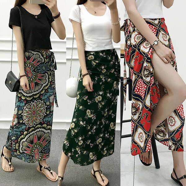 women ladies ankle length skirt summer boho casual beach split wrap sundress 2019 new, Black
women ladies ankle length skirt summer boho casual beach split wrap sundress 2019 new, Black