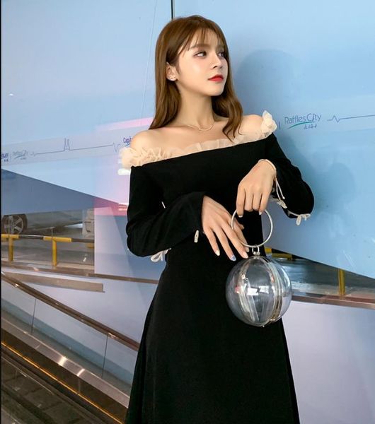 women's dresses grenadine decorative border evening dress slash neck senior frost on fog little black dress long-style lace japan korea, Black;gray
women's dresses grenadine decorative border evening dress slash neck senior frost on fog little black dress long-style lace japan korea, Black;gray