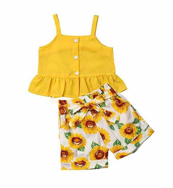 2pcs set summer toddler kids girls clothes set t-shirt + shorts outfits clothes, White
2pcs set summer toddler kids girls clothes set t-shirt + shorts outfits clothes, White