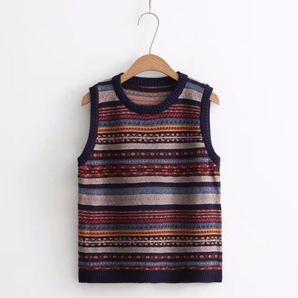 autumn winter new fashion national wind knitted vest women loose striped round neck sleeveless sweater female basic knitwear, Black;white
autumn winter new fashion national wind knitted vest women loose striped round neck sleeveless sweater female basic knitwear, Black;white