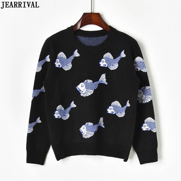 women's sweaters long sleeve kintted sweater autumn winter women cartoon fish pattern pullovers warm jumper sueter mujer invierno 2021, White;black
women's sweaters long sleeve kintted sweater autumn winter women cartoon fish pattern pullovers warm jumper sueter mujer invierno 2021, White;black