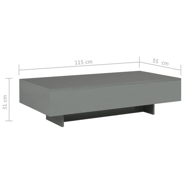 polished gray coffee table 115x55x31 cm mdf dining room furniture