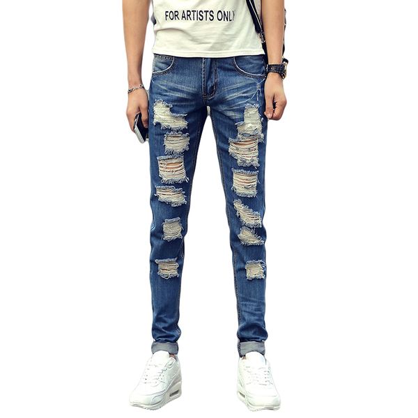 новые летние мужские модные джинсы мужчины ripped hole голубые узкие джинсы мужчины slim fit корейский стиль хип-хоп мальчиков модный каранд, Blue
новые летние мужские модные джинсы мужчины ripped hole голубые узкие джинсы мужчины slim fit корейский стиль хип-хоп мальчиков модный каранд, Blue