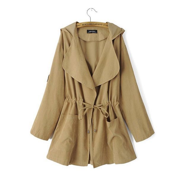 outwears long jackets hooded thin coat casaco feminino women's windbreaker, Tan;black
outwears long jackets hooded thin coat casaco feminino women's windbreaker, Tan;black