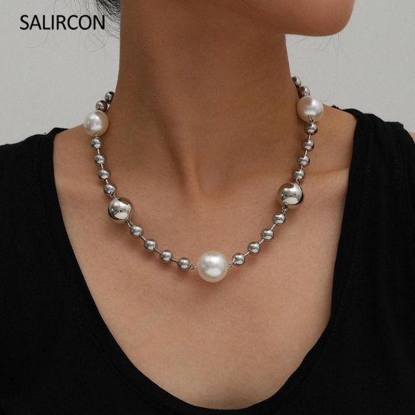 salircon minimalist round bead choker necklace silver color punk clavicle chain imitation pearl necklace for women party jewelry, Golden;silver
salircon minimalist round bead choker necklace silver color punk clavicle chain imitation pearl necklace for women party jewelry, Golden;silver