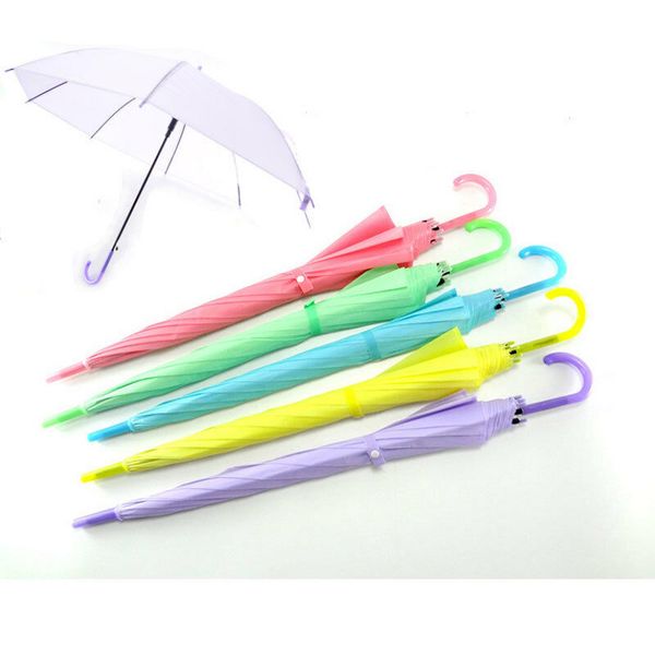 

colorful transparent clear umbrellas long handle automatic rain umbrella dome wedding party favor waterproof