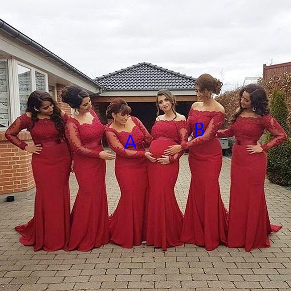 new arabic african style red bridesmaid dresses plus size maternity off shoulder long sleeves prom gowns pregnant formal dresse, White;pink
new arabic african style red bridesmaid dresses plus size maternity off shoulder long sleeves prom gowns pregnant formal dresse, White;pink