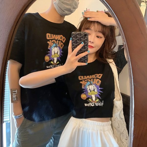 short navel-exposed couple bm style elegant style scheming design ins super fire short-sleeved t-shirt female, White
short navel-exposed couple bm style elegant style scheming design ins super fire short-sleeved t-shirt female, White