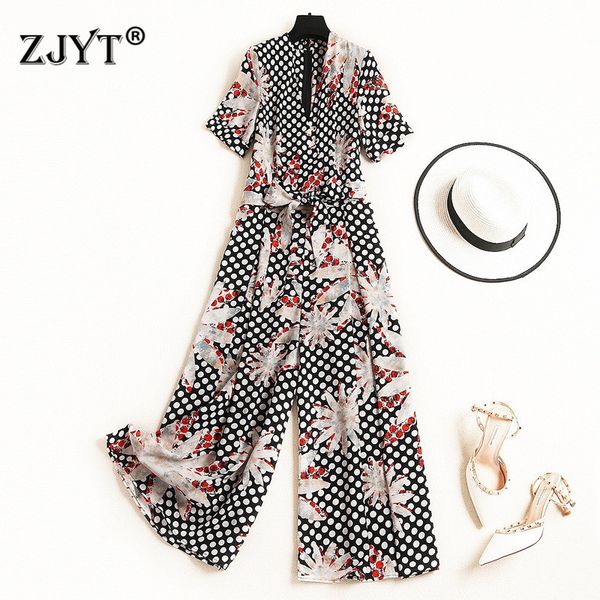 summer new 2019 bohemian style chiffon jumpsuit women elegant lady short sleeve polka dot print rompers womens jumpsuits overall, Black;white
summer new 2019 bohemian style chiffon jumpsuit women elegant lady short sleeve polka dot print rompers womens jumpsuits overall, Black;white