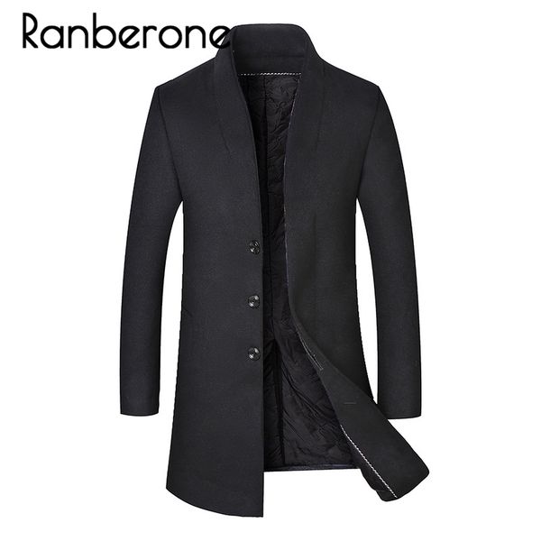 men's wool & blends ranberone winter coat men high-quality casual slim collar jacket oversized long cotton trench, Black
men's wool & blends ranberone winter coat men high-quality casual slim collar jacket oversized long cotton trench, Black