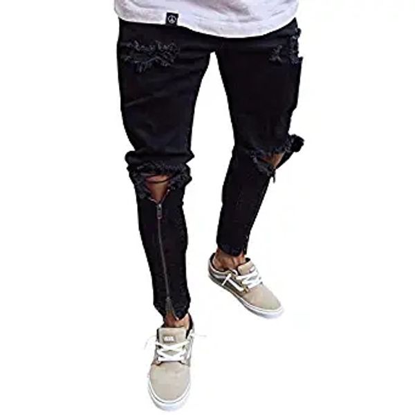 longbida men zipper biker jeans ripped holes destroyed stretch skinny jeans street style denim pencil pants for male, Blue
longbida men zipper biker jeans ripped holes destroyed stretch skinny jeans street style denim pencil pants for male, Blue