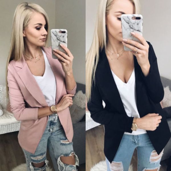 new fashion solid blazer women long sleeve cardigan blazer spring autumn lady office casual suit coat outwear, White;black
new fashion solid blazer women long sleeve cardigan blazer spring autumn lady office casual suit coat outwear, White;black