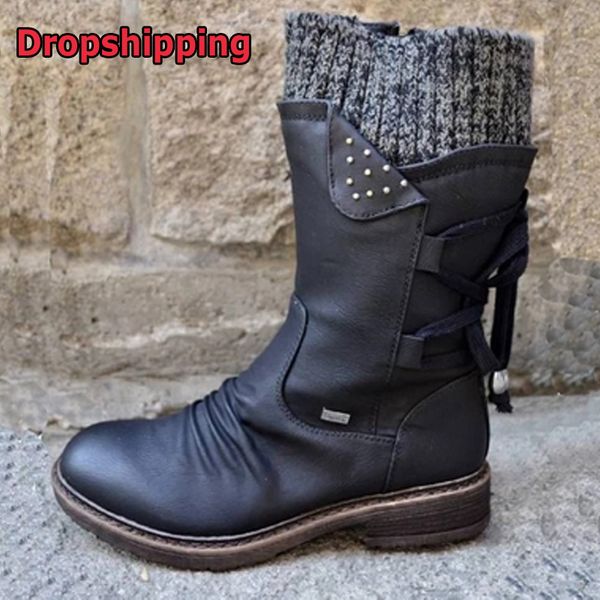 puimentiua winter women boots autumn pu mid-calf boots with back lace-up design solid color low heels shoes botas mujer, Black
puimentiua winter women boots autumn pu mid-calf boots with back lace-up design solid color low heels shoes botas mujer, Black
