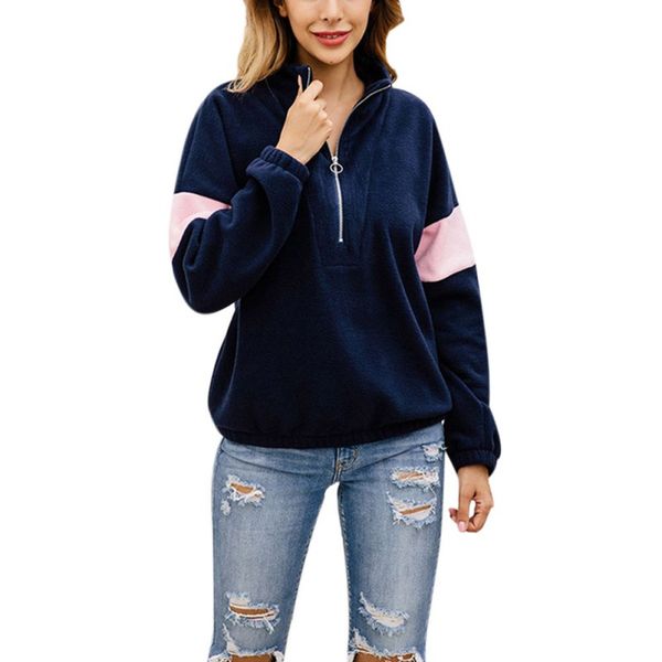 women color matching high collar long sleeve zipper casual warm winter autumn loose rk, Black
women color matching high collar long sleeve zipper casual warm winter autumn loose rk, Black