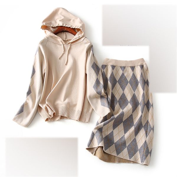 2 piece women's casual knitted suits women skirts and loose plaid midi skirt sets women sweater hooded suit female spring, White
2 piece women's casual knitted suits women skirts and loose plaid midi skirt sets women sweater hooded suit female spring, White