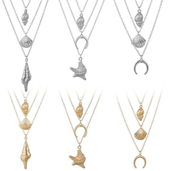 accessories bohemian pendant starfish shell necklace ma'am multi-storey necklace small ornaments, Silver
accessories bohemian pendant starfish shell necklace ma'am multi-storey necklace small ornaments, Silver
