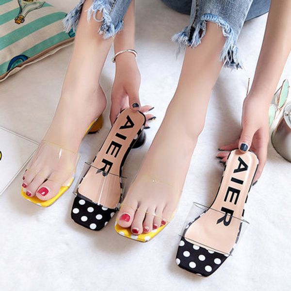 transparent slippers female summer 2020 new simple high-heeled sandals korean version of the wild casual wear women's shoes, Black
transparent slippers female summer 2020 new simple high-heeled sandals korean version of the wild casual wear women's shoes, Black
