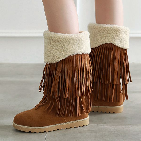 aiweiyi winter thermal mid calf boots slip on flock snow boots faux suede leather fur warm winter women shoes woman, Black
aiweiyi winter thermal mid calf boots slip on flock snow boots faux suede leather fur warm winter women shoes woman, Black