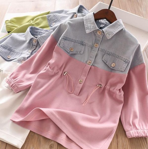 2020 korea style girls denim dress fashion spring girls dresses 2-7 years po872, Red;yellow 
2020 korea style girls denim dress fashion spring girls dresses 2-7 years po872, Red;yellow