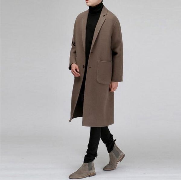 windbreaker men's long section autumn and winter loose wool woolen coat trend falling shoulders over the knee thick coat, Black
windbreaker men's long section autumn and winter loose wool woolen coat trend falling shoulders over the knee thick coat, Black