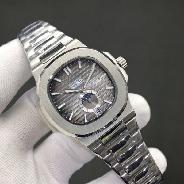 18 colors watches nautilus 5726 mechanical automatic men watch moon phase month leather straps all functions working 40.5mm, Slivery;brown
18 colors watches nautilus 5726 mechanical automatic men watch moon phase month leather straps all functions working 40.5mm, Slivery;brown