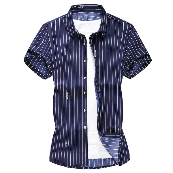 men business casual style striped print short sleeve shirt fashion male loose shirt camisa masculina plus size 5xl 6xl 6xl, White;black
men business casual style striped print short sleeve shirt fashion male loose shirt camisa masculina plus size 5xl 6xl 6xl, White;black