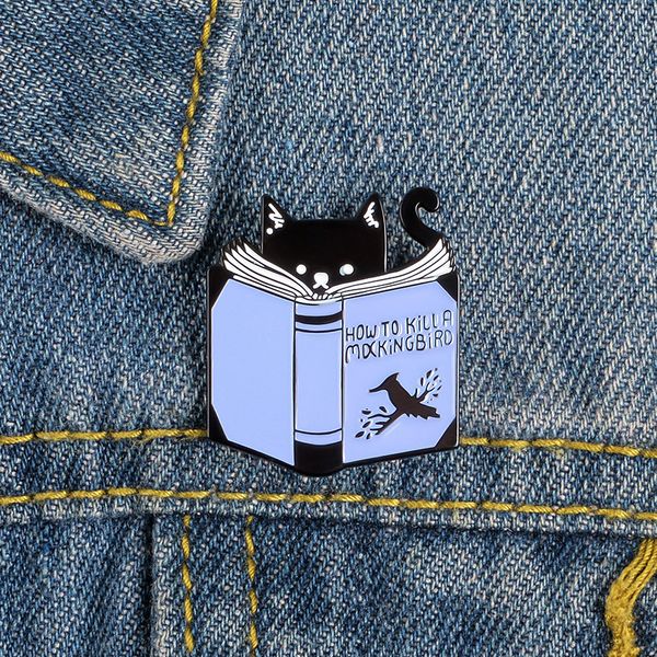 cat reading enamel brooches how to catch birds for clothes bag cartoon jewelry gift for friends, Gray
cat reading enamel brooches how to catch birds for clothes bag cartoon jewelry gift for friends, Gray