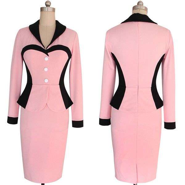 women winter elegant retro faux jacket long sleeve contrast dress suit work office business party sheath dress suit, White;black
women winter elegant retro faux jacket long sleeve contrast dress suit work office business party sheath dress suit, White;black