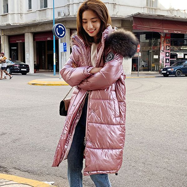 2019 womens clothing winter jacket women long warm thicken faux fur collar hooded coat shining fabric loose female parka outwear, Black
2019 womens clothing winter jacket women long warm thicken faux fur collar hooded coat shining fabric loose female parka outwear, Black