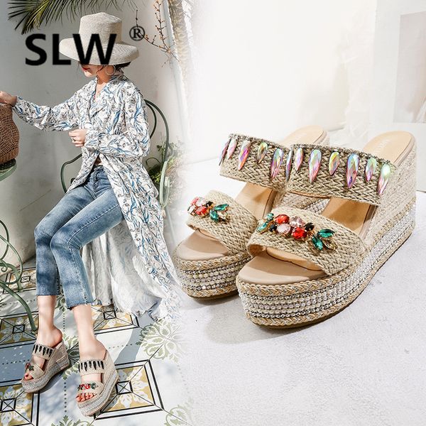 bohemia platform wedges slides woman handmade crsystal studs beach slippers linen open toe sandals female summer flip flops, Black
bohemia platform wedges slides woman handmade crsystal studs beach slippers linen open toe sandals female summer flip flops, Black